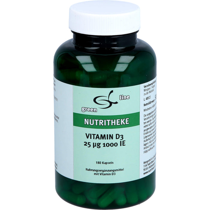 Green Line Nutritheke Vitamin D3 25 µg 1000 I.E. Kapseln, 180 St. Kapseln