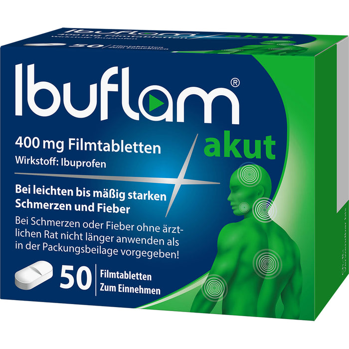 Ibuflam akut 400 mg Filmtabletten bei Schmerzen und Fieber, 50.0 St. Tabletten