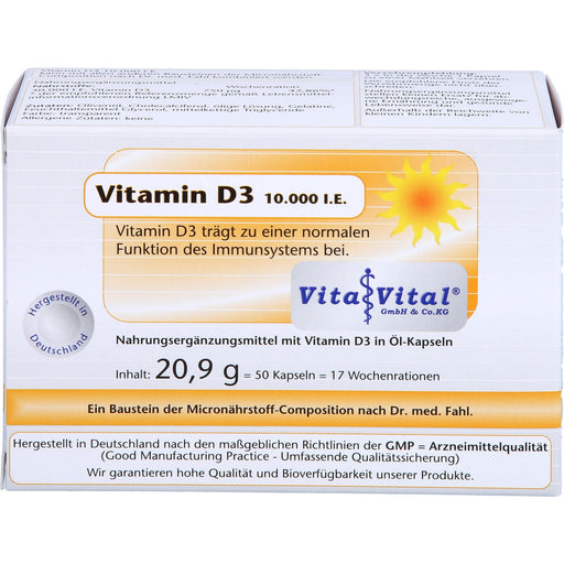Vita Vital Vitamin D3 10,000 i.E. Kapseln, 50 St. Kapseln