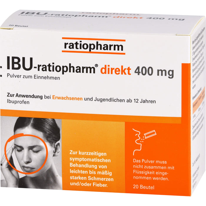 IBU-ratiopharm direkt 400 mg Pulver bei Schmerzen und Fieber, 20.0 St. Beutel