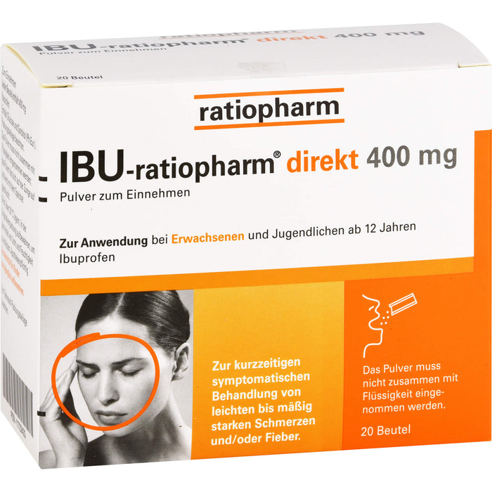IBU-ratiopharm direkt 400 mg Pulver bei Schmerzen und Fieber, 20.0 St. Beutel