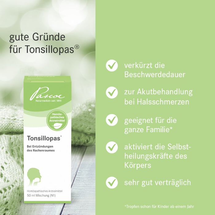 Tonsillopas Mischung bei Entzündungen des Rachenraums, 50 ml Solution