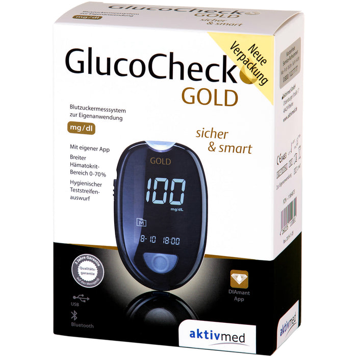 GlucoCheck GOLD Blutzuckermessgerät Set mg/dl, 1 St