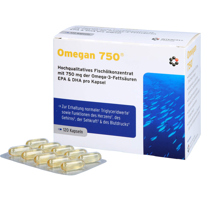 Omegan 750 Kapseln zur Erhaltung normaler Triglyceridwerte, 120 St. Kapseln