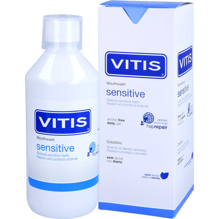 VITIS Sensitive Mundspülung lindert Zahnempfindlichkeit, repariert und schützt den Zahnschmelz, 500 ml Solution