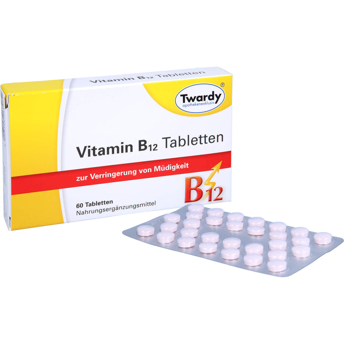 Twardy Vitamin B12 Tabletten zur Verringerung von Müdigkeit, 60 pc Tablettes