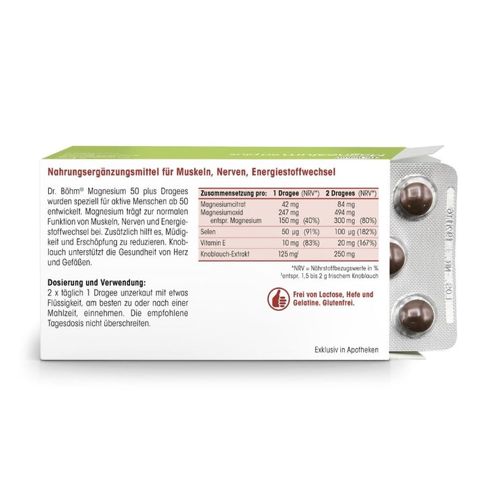 Dr. Böhm Magnesium 50 plus für Muskeln, Nerven und den Energiestoffwechsel, 60 pc Tablettes