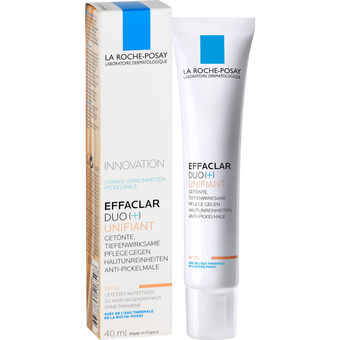 La Roche-Posay Effaclar Duo+M Unifiant getönte, dreifach tiefenwirksame Pflege gegen Unreinheiten Mittel, 40 ml Crème