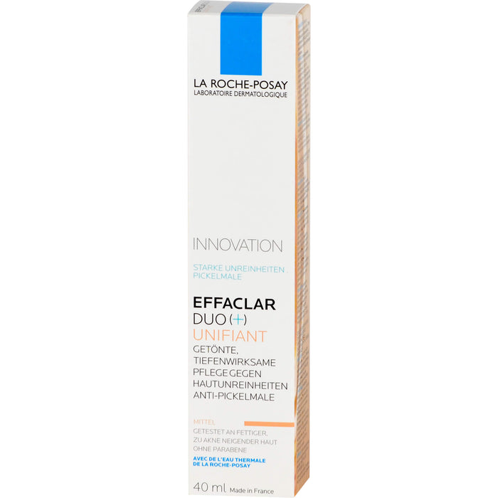 La Roche-Posay Effaclar Duo+M Unifiant getönte, dreifach tiefenwirksame Pflege gegen Unreinheiten Mittel, 40 ml Crème