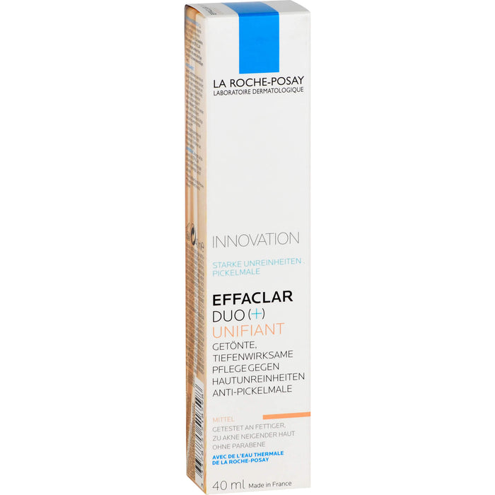 La Roche-Posay Effaclar Duo+M Unifiant getönte, dreifach tiefenwirksame Pflege gegen Unreinheiten Mittel, 40 ml Crème
