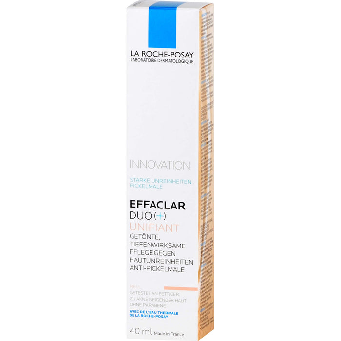 La Roche-Posay Effaclar Duo+M Unifiant getönte, dreifach tiefenwirksame Pflege gegen Unreinheiten Hell, 40 ml Crème