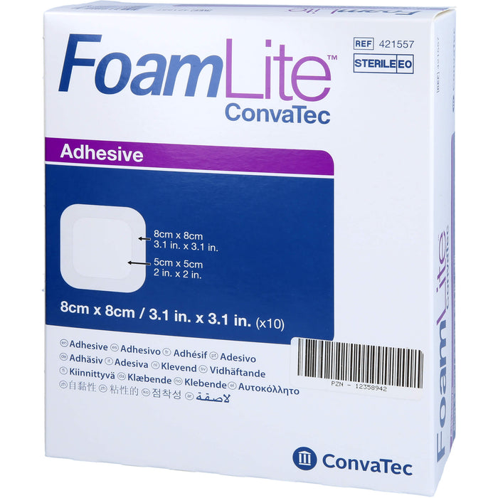 Foam Lite ConvaTec adhäsiv 8x8cm, 10 St VER