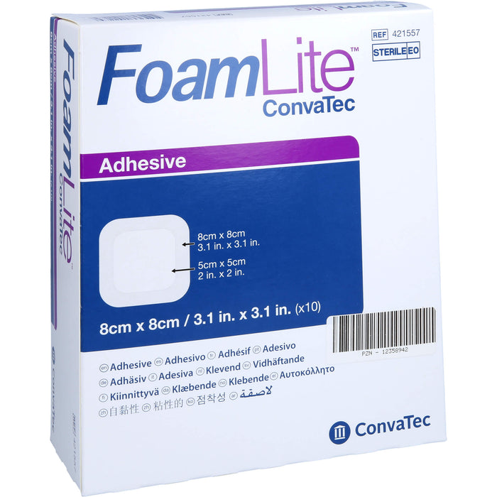 Foam Lite ConvaTec adhäsiv 8x8cm, 10 St VER