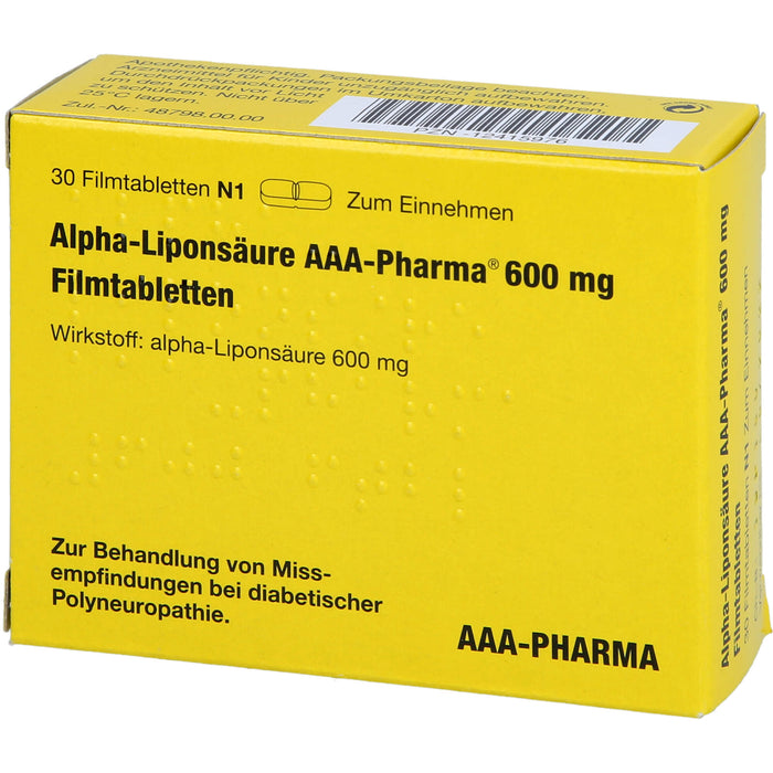 Alpha-Liponsäure AAA-Pharma 600 mg Filmtabletten, 30 pc Tablettes