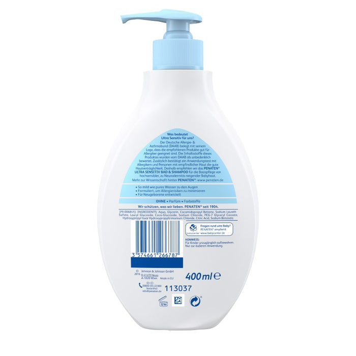 Penaten Ultra Sensitiv Bad & Shampoo, 400 ml Solution
