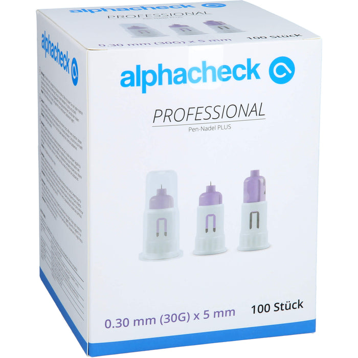 Alphacheck professional Pen-Nadel plus 5 mm x 0,3 mm, 100 pcs. Pack