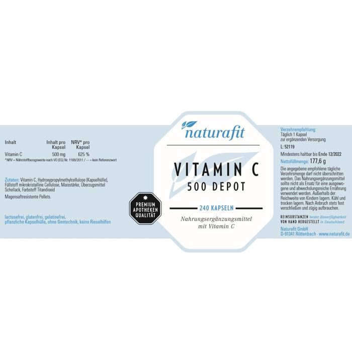 naturafit Vitamin C 500 Depot Kapseln, 240 St. Kapseln
