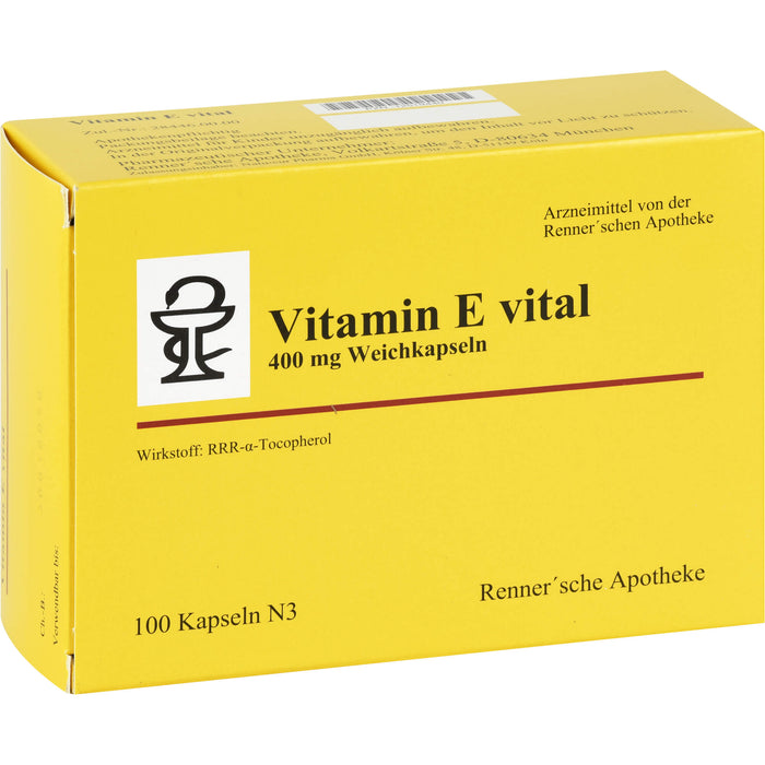 Renner'sche Apotheke Vitamin E vital 400 mg Weichkapseln, 100 St. Kapseln