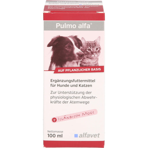 Pulmo alfa Lösung zur Unterstützung der physiologischen Abwehrkräfte der Atemwege für Hunde und Katzen, 100 ml Lösung
