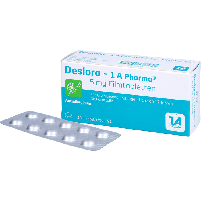 1 A Pharma Deslora 5 mg Filmtabletten bei Allergien, 50 St. Tabletten