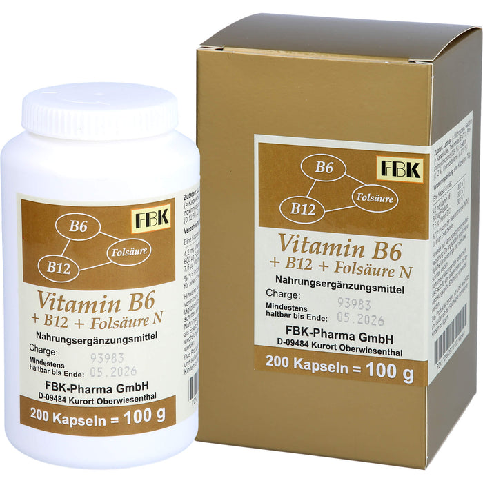 Vitamin B 6 + B 12 + Folsäure N Kapseln, 200 St KAP