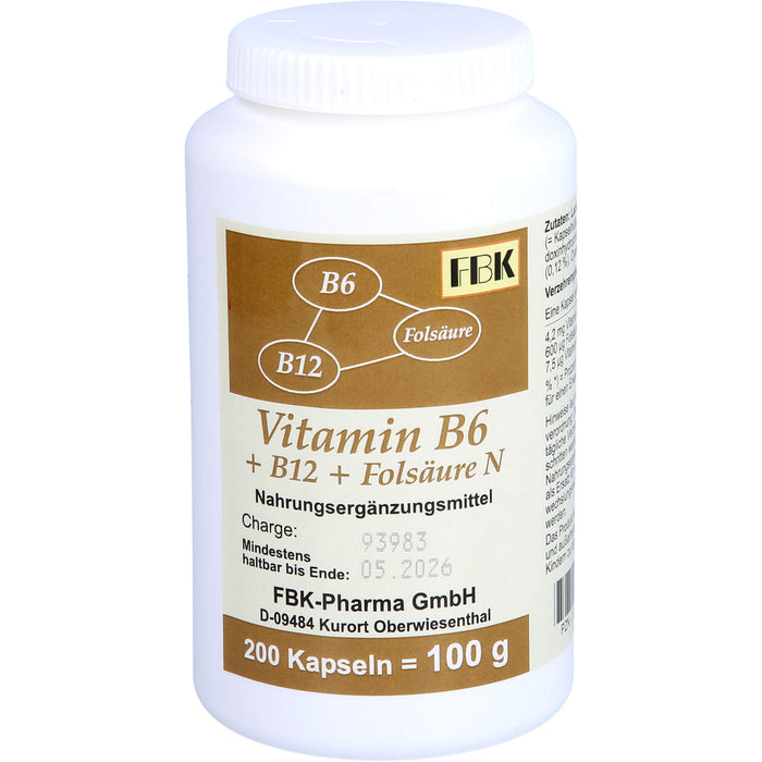 Vitamin B 6 + B 12 + Folsäure N Kapseln, 200 St KAP