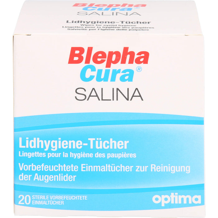 BlephaCura SALINA Lidhygiene-Tücher, sterile vorbefeuchtete Einmaltücher zur Reinigung der Augenlider, 20 pc Tissus