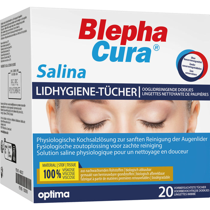 BlephaCura SALINA Lidhygiene-Tücher, sterile vorbefeuchtete Einmaltücher zur Reinigung der Augenlider, 20 pcs. Cloths