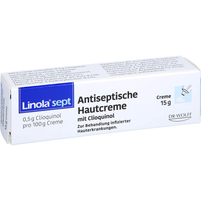 Linola sept Antiseptische Hautcreme mit Clioquinol Wundcreme bei abgeschürfter, entzündeter oder eitriger Haut, 15 g Creme