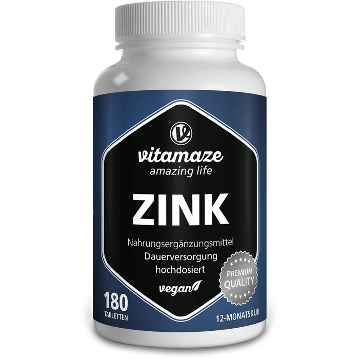 Vitamaze Zink 25 mg hochdosiert vegan Tabletten, 180 St. Tabletten