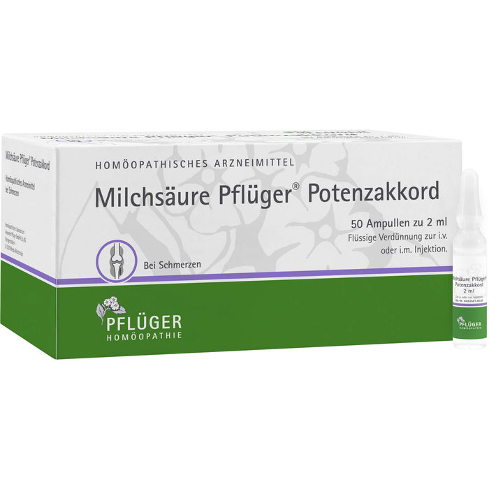 Pflüger Milchsäure Potenzakkord flüssige Verdünnung bei Schmerzen, 50 St. Ampullen