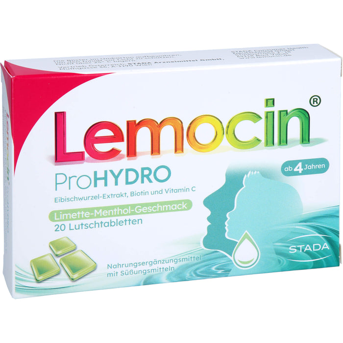 Lemocin ProHydro Lutschtabletten mit Limetten-Menthol-Geschmack zur Beruhigung und Befeuchtung von Hals und Rachen, 20 St. Tabletten