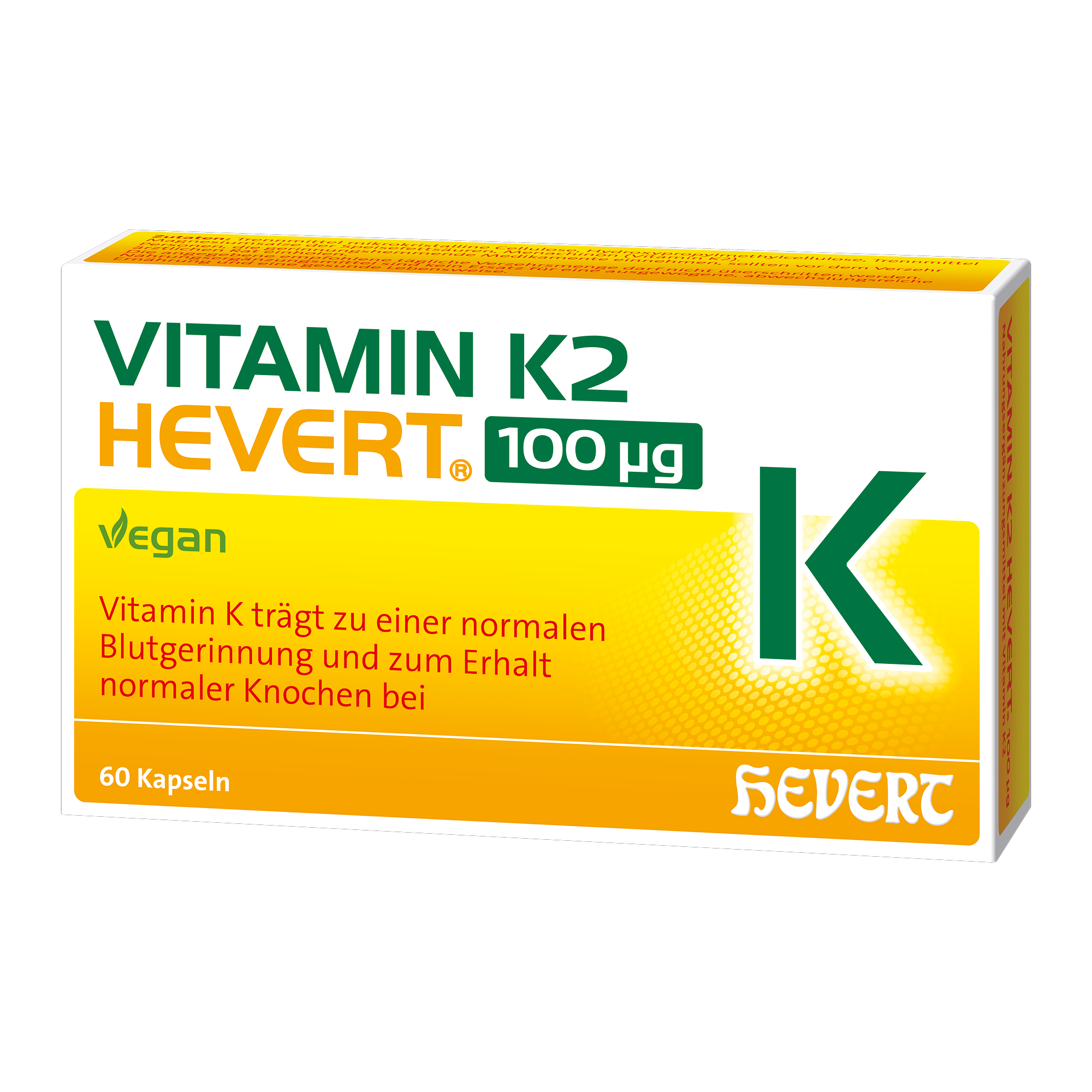 Vitamin K2 Hevert 100 µg für normale Knochen und Blutgerinnung, 60 St. Kapseln