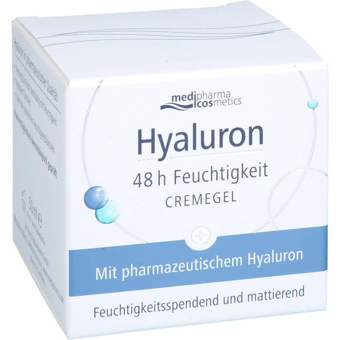 Medipharma Cosmetics Hyaluron 48h Feuchtigkeit Cremegel feuchtigkeitsspendend und mattierend, 50 ml Gel