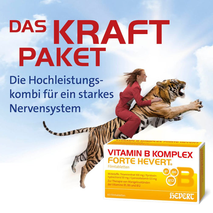 Vitamin B Komplex forte Hevert zur Therapie nachgewiesener Mangelzustände der Vitamine B1, B6 und B12, 100 pcs. Tablets