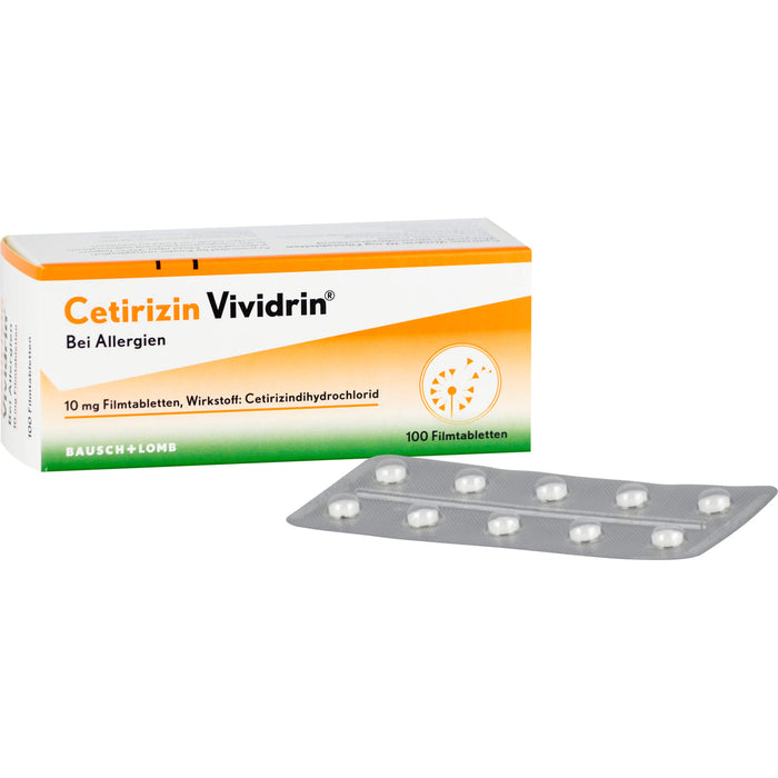 Cetirizin Vividrin 10 mg Filmtabletten bei Allergien, 100 pc Tablettes
