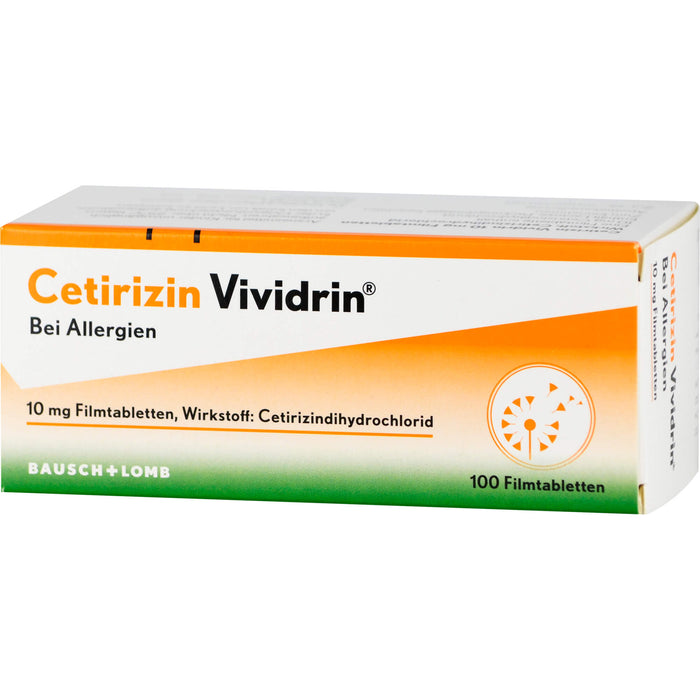 Cetirizin Vividrin 10 mg Filmtabletten bei Allergien, 100 pc Tablettes