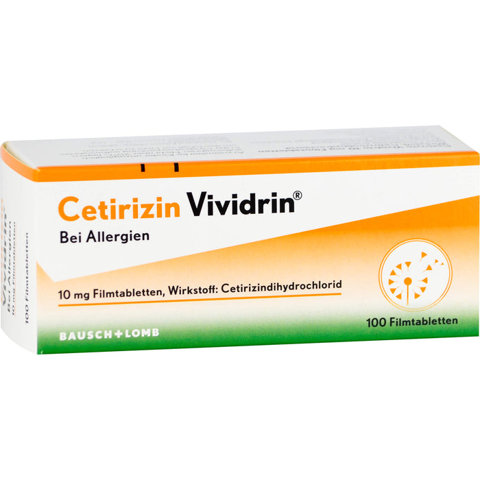 Cetirizin Vividrin 10 mg Filmtabletten bei Allergien, 100 pc Tablettes