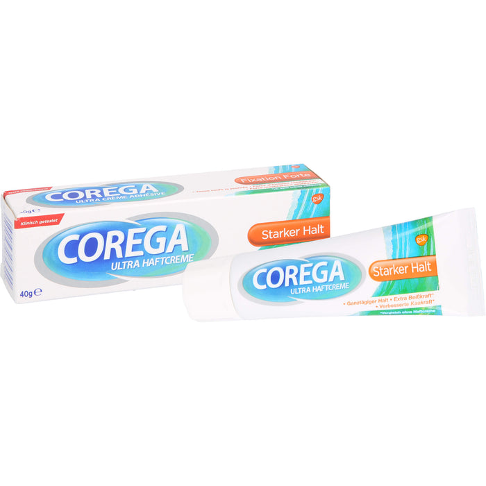 Corega ultra Haftcreme mit starkem Halt für Teil- und Vollprothesen, 40 g Crème