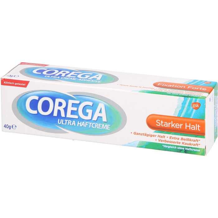Corega ultra Haftcreme mit starkem Halt für Teil- und Vollprothesen, 40 g Crème