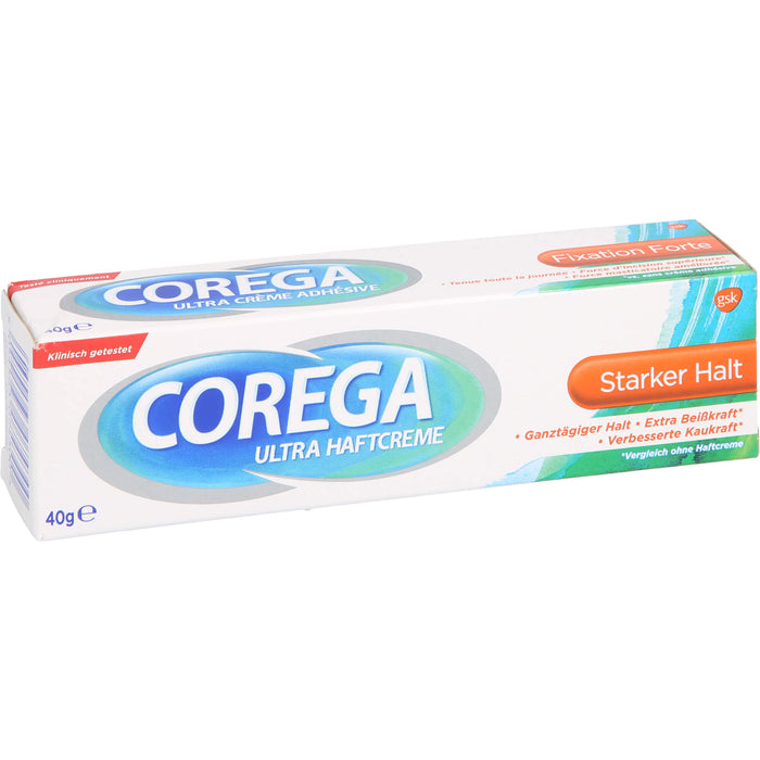 Corega ultra Haftcreme mit starkem Halt für Teil- und Vollprothesen, 40 g Crème