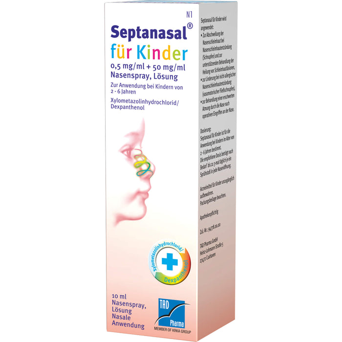 Septanasal  für Kinder 0,5 mg/ml + 50 mg/ml Nasenspray, Lösung, 10 ml Solution