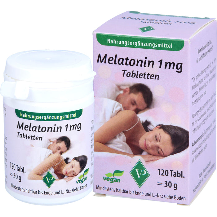 Velag Pharma Melatonin 1 mg Tabletten zur Verkürzung der Einschlafzeit, 120 St. Tabletten