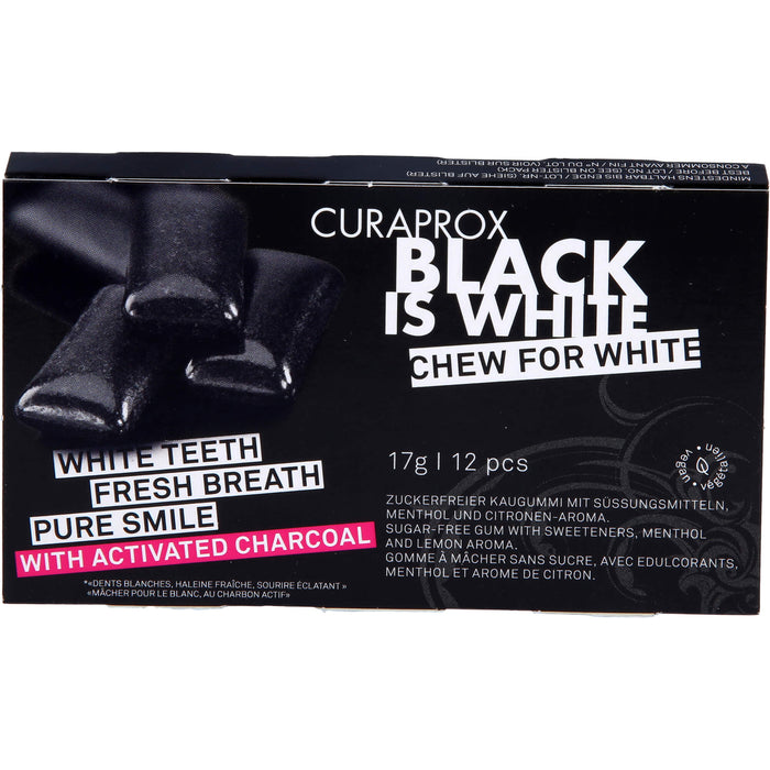 Curaprox BIW Zahnpflegekaugummi Aktiv Kohle, 12 St 