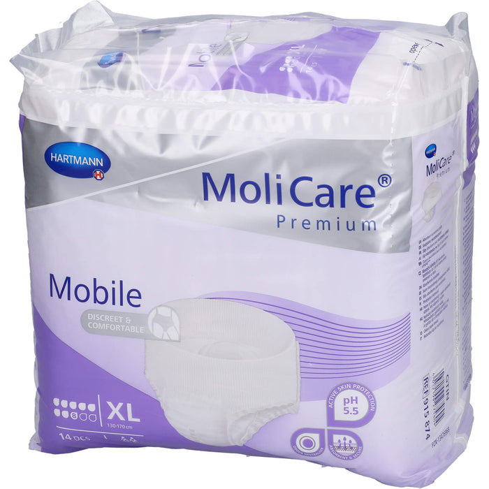 HARTMANN MoliCare Premium Mobile 8 Tropfen Gr. XL bei Inkontinenz, 14 St. Windelhosen