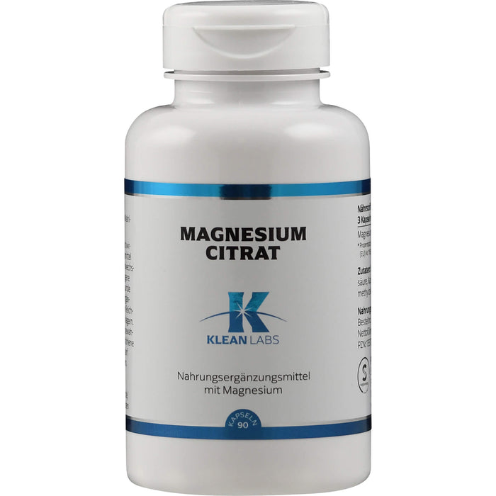 KLEAN LABS Magnesium Citrat Kapseln, 90 St. Kapseln