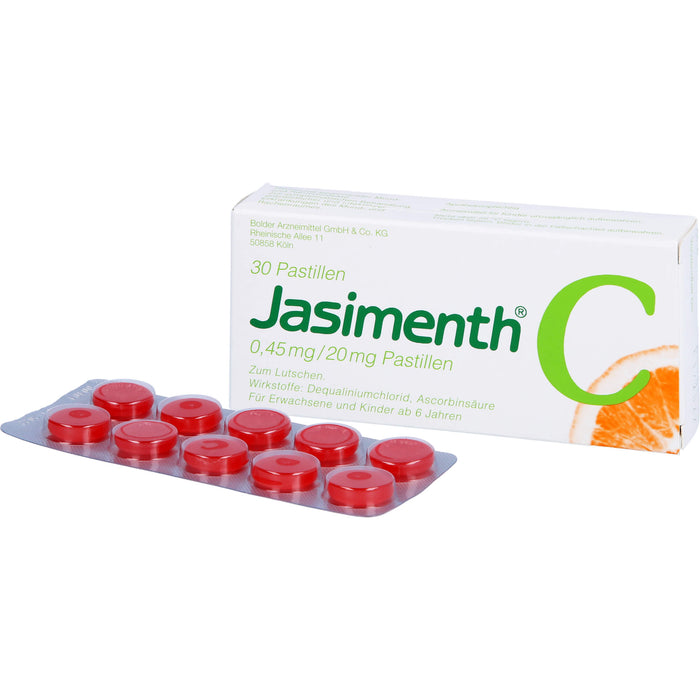 Jasimenth C Lutschpastillen lokales Antiseptikum für leichte und mittelschwere Erkrankungen des Mund- und Rachenraumes, 30 pc Pastilles