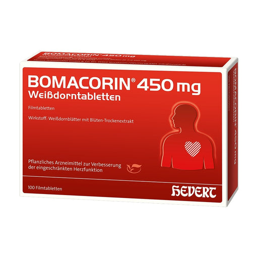 Bomacorin 450 mg Weißdorntabletten bei leichter Herzschwäche und zur Unterstützung der Herzfunktion, 100 St. Tabletten