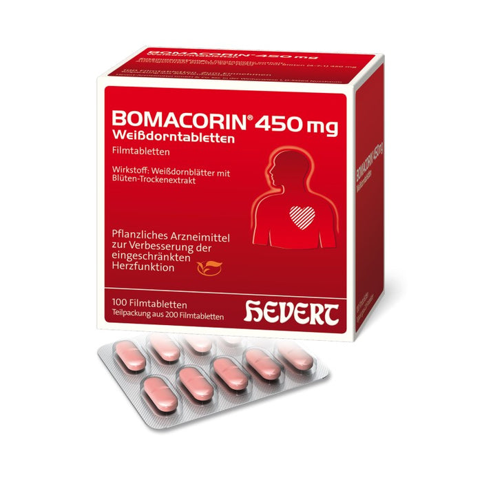 Bomacorin 450 mg Weißdorntabletten bei leichter Herzschwäche und zur Unterstützung der Herzfunktion, 200 St. Tabletten