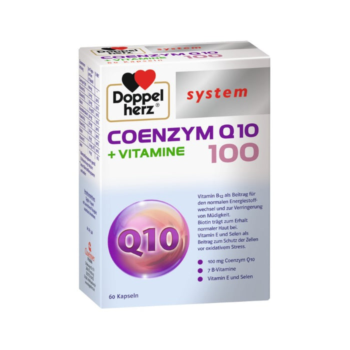 Doppelherz system Coenzym Q10 100 + Vitamine Kapseln für einen normalen Energiestoffwechsel und zur Verringerung von Müdigkeit, 60 pcs. Capsules